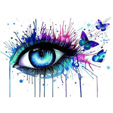 DIY Paint by Numbers for Adults Beginner Kids, Butterfly & Blue Eye 16x20 inch Linen Canvas Acrylic Stress Less Number Painting Gifts (Eye 2, Without