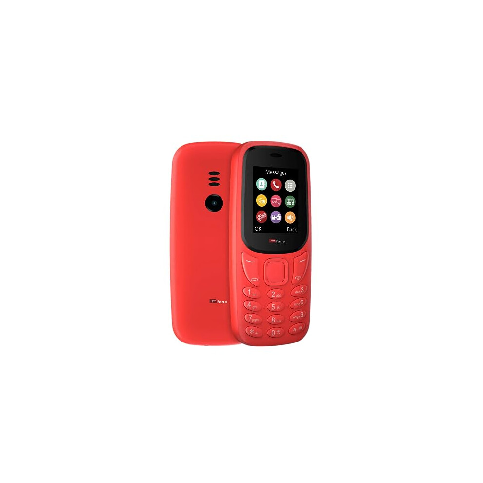TT170 UK Sim Free Simple Feature Mobile Phone 1.8inch Screen Camera, Bluetooth Game, Alarm - Pay As You Go (Vodafone, with 0 Credit, Red)
