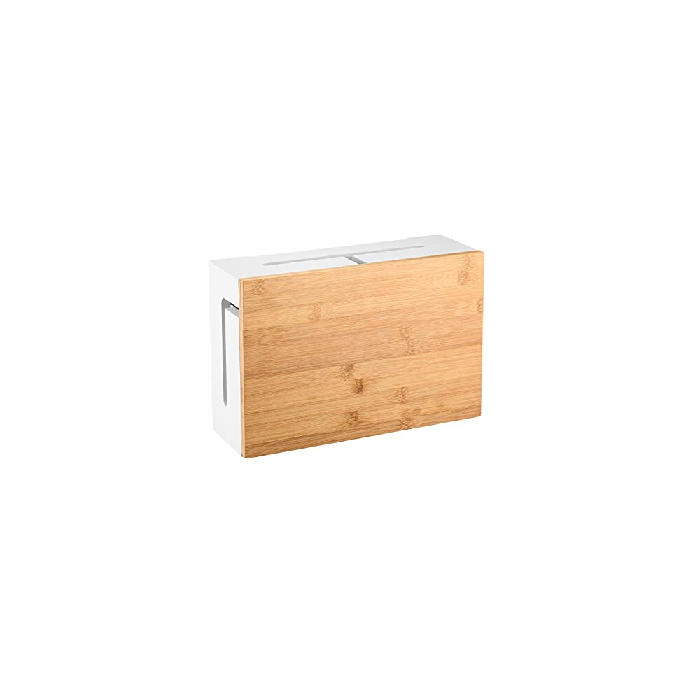 Cable Management Box With Magnetic Bamboo Lid & Cable Ties- Elegant, Durable Cable Organizer Box To Hide Cords And Power Strip- Wall Mountable Cable 8720589412323
