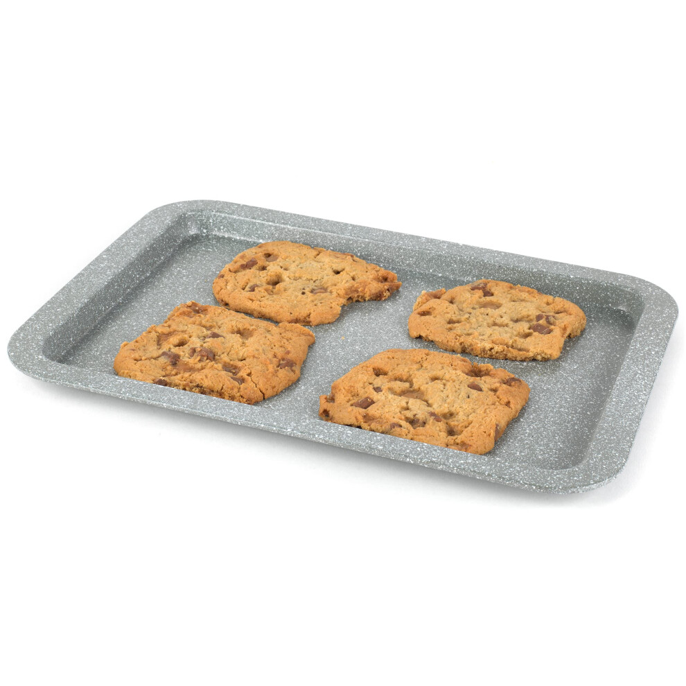 Non-Stick Oven Baking Tray - 38 cm, PFOA Free, Easy to Clean Sheet, Ideal for Cookies, Pastries, Pizza, Vegetables & More, Carbon Steel, Marble