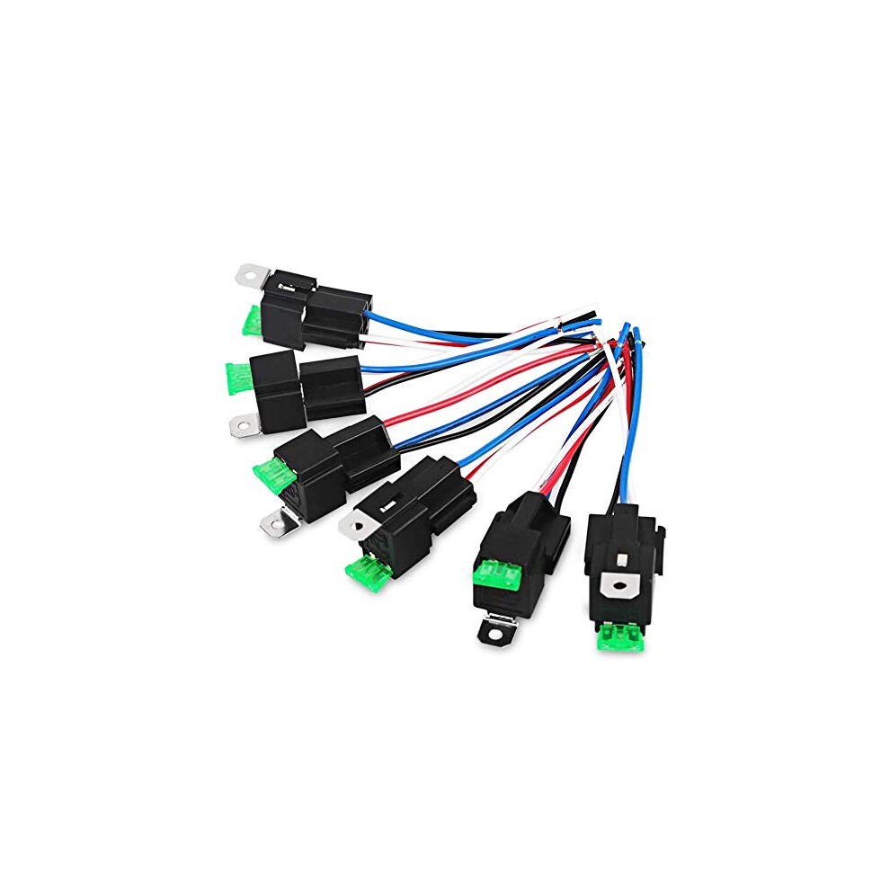6Pcs 24V 30A Fuse Relay Switch Harness Ato/Atc Blade Fuse, 4-Pin Spst Automotive Electrical Relays With Heavy Duty 14 Awg Wires 798339965304