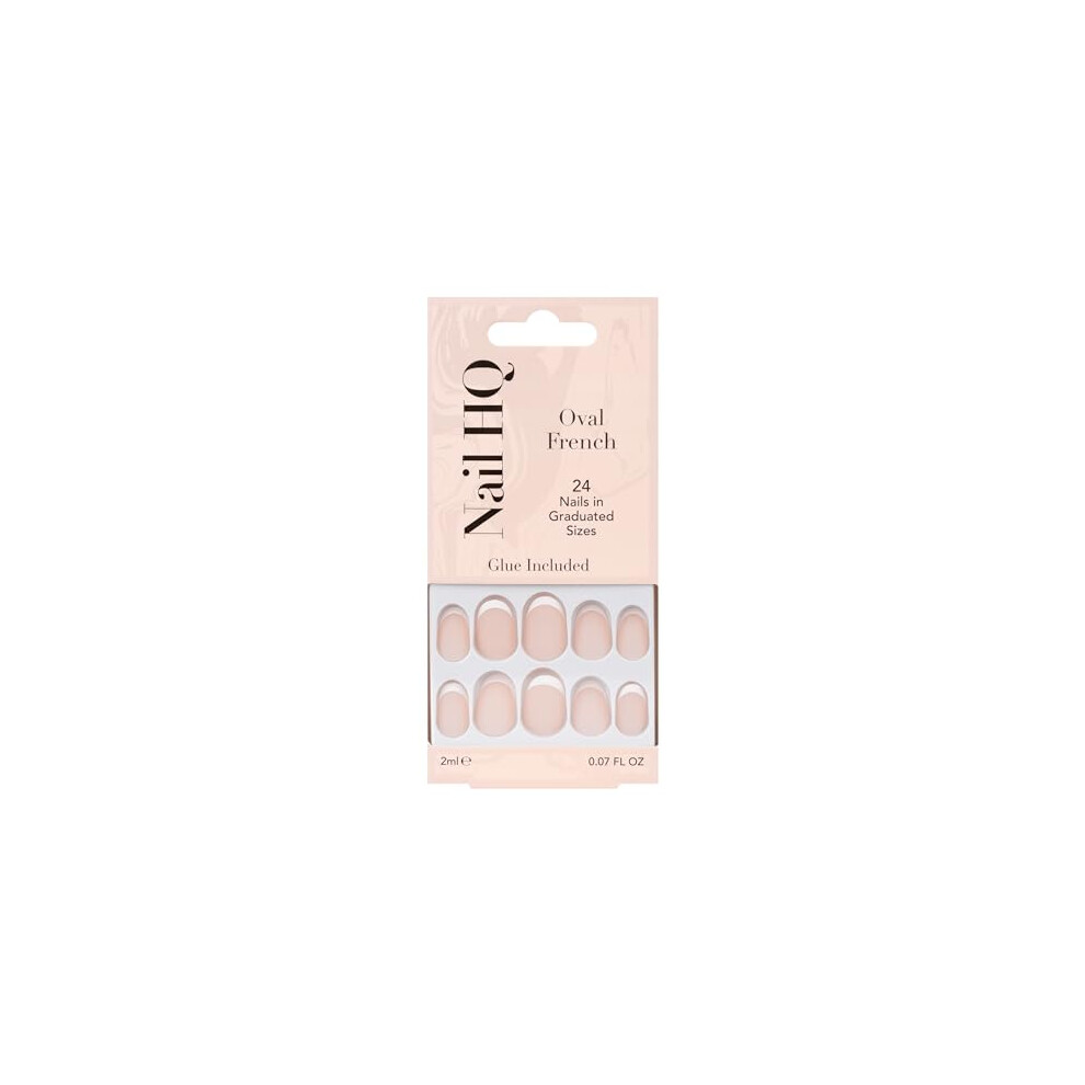 Nail Hq Oval French Nails, Natural & White