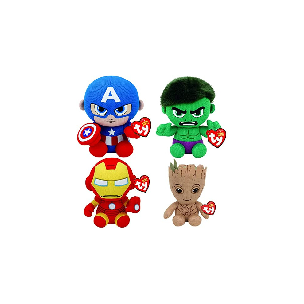 TY 4-piece superhero plush toy set - 15 cm