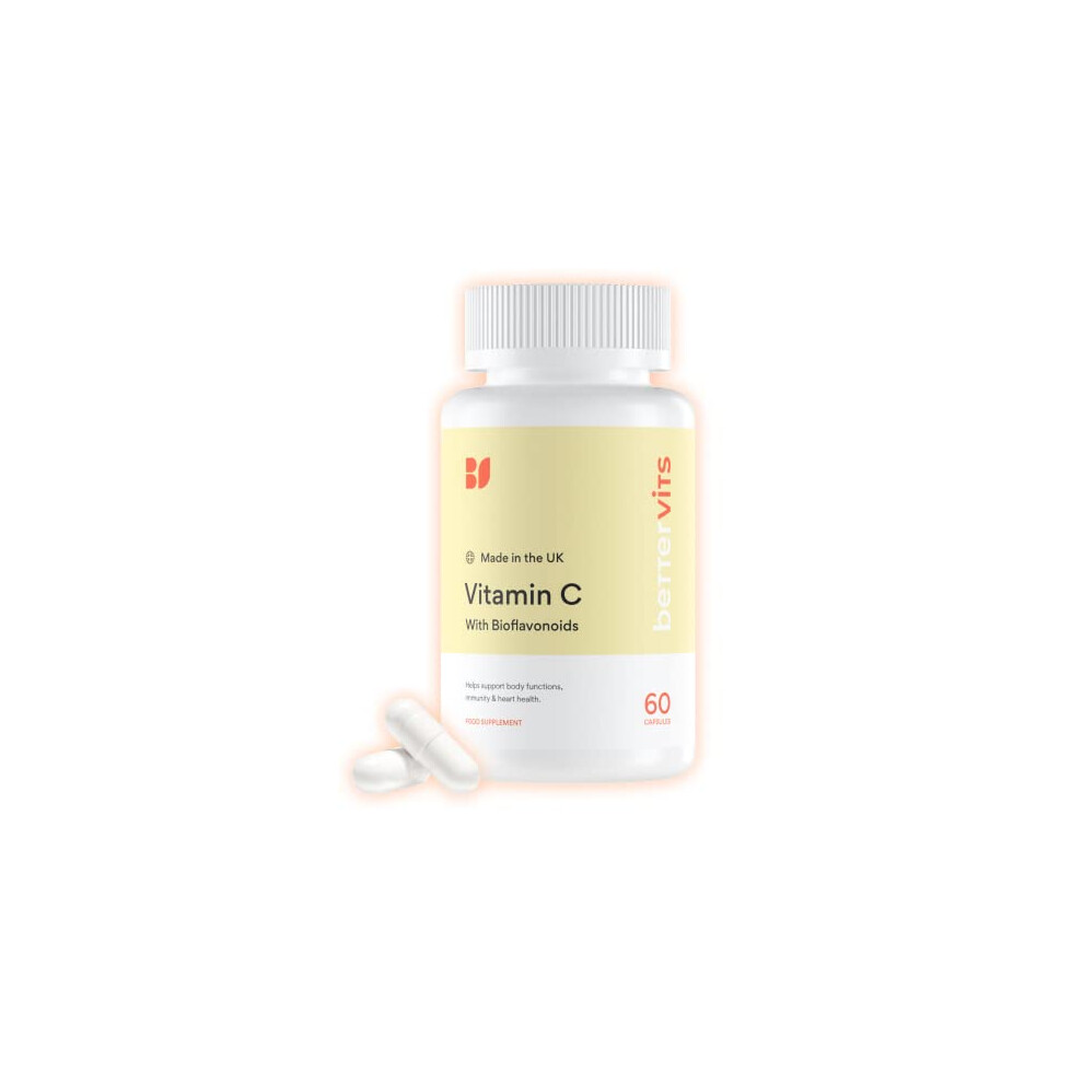 Bettervits Vitamin C | Powerful Antioxidant | Cardiovascular Health | Cell Repair | Potent Dose | Suitable For Vegans | Made In The Uk