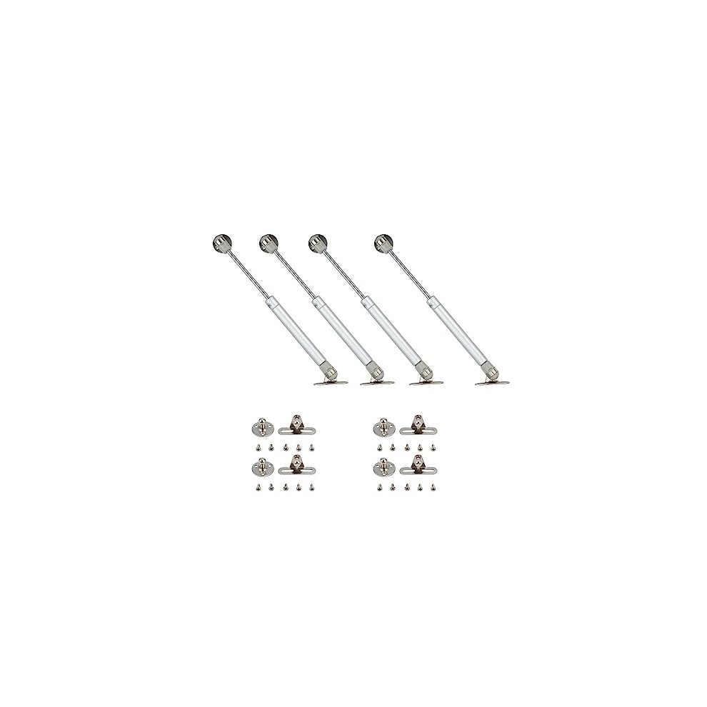 200N Gas Struts, 4Pcs Cabinet Door Hinges Lift Up Spring Flap Gas Strut Support Stay Bar Kitchen Cupboard Box 200N Pressure (Silver 200N) 601651806531