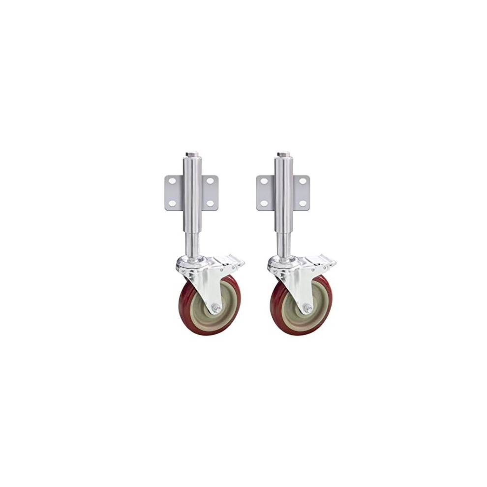 2 Pack 5" Gate Wheels Heavy Duty Spring Swivel Casters 220Lbs Load Capacity Industrial Casters Plate Casters Spring Loaded Gate Castor For Garden 6974013545244