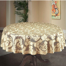 Round Table Cloth Sits up to 5 people - Rich Durable Textured Tablecloth Natural Golden Beige 59" (150cm)