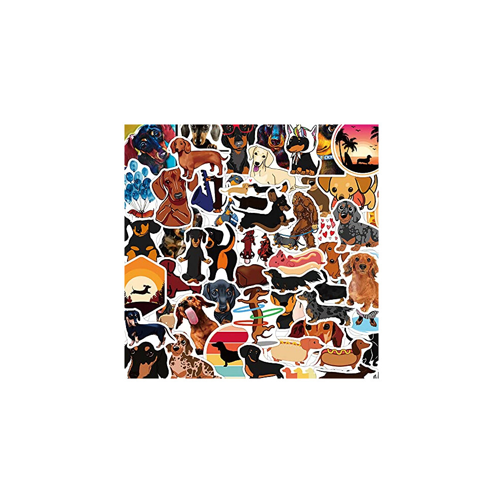 50Pcs Dachshund Stickers Laptop Car Scrapbook Phone Skateboard Computer Dachshund Dog Stickers Vinyl Waterproof Aesthetic Personalised Stickers for