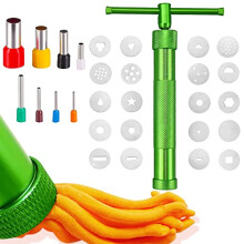 Clay Extruder, Stainless Steel Sugar Paste Extruder Cutter Decorating Tool with 20 Tips for Fondant,Cake and Clay,with Polymer Clay Cutters