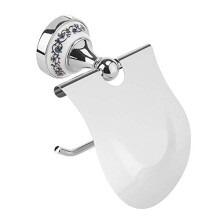 Toilet Roll Holder, Yosoo Classic Bathroom Toilet Roll Paper Holder with Baffle Waterproof Wall Mounted Blue and white Porcelain Pattern (Silver)