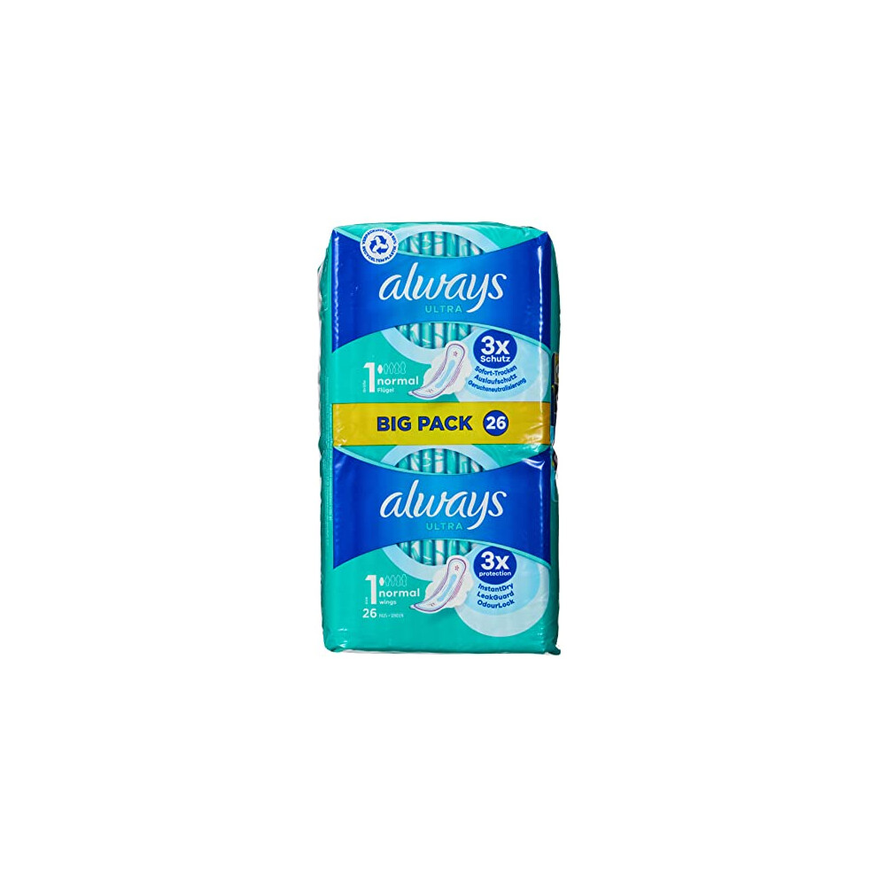 Ultra Sanitary Towels Normal (Size 1) with Wings 26 (Pack of 1)