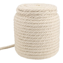 50M x 10MM Cotton Macrame Cord, 164 Feet Twisted Soft Cotton Rope 3 Strands Thick Braid White Cotton Rope for Craft, Wrapping, Plant Hangers Knitting