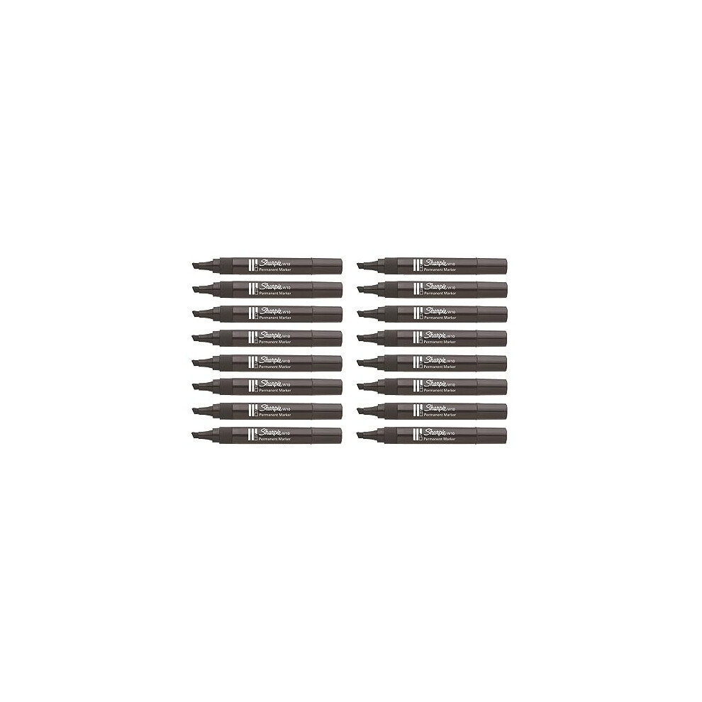 W10 Permanent Markers - Chisel Wedge Tip - Black Ink - Pack of 16