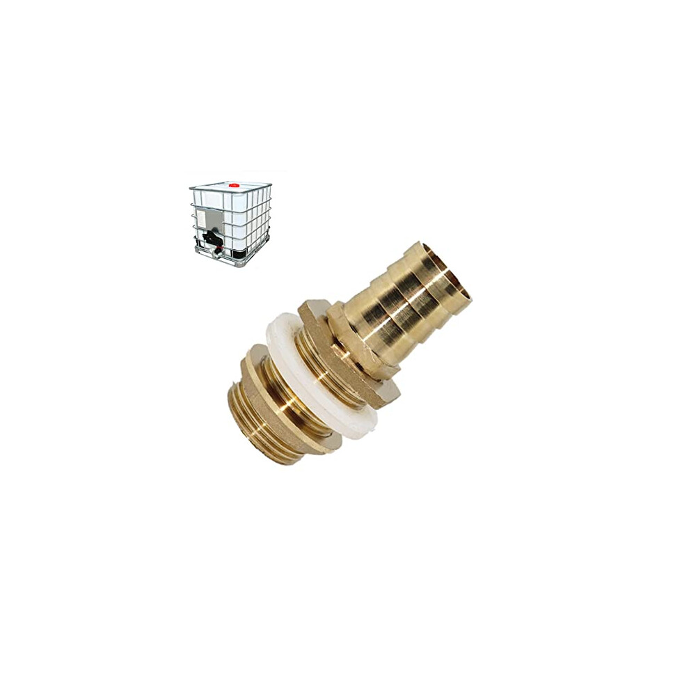 Brass Water Tank Hose Connectors Adapter, Male Threaded Bulkhead Fitting Adapter to Garden Water Hose Connector (DN20 to 25mm Hose Barb)