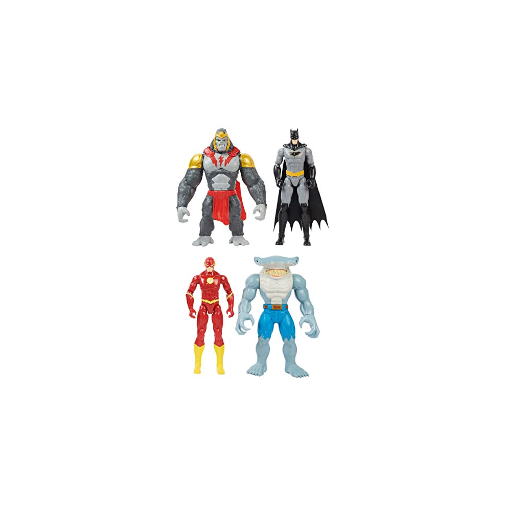 Comics, Batman vs. Gorilla Grodd 4-Pack, 30-cm Action Figures (Batman, The Flash, Gorilla Grodd, King Shark), Kids' Toys for Boys and Girls Aged 3