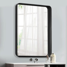 (Black) Rectangular Metal Framed Wall Mirror Decorative