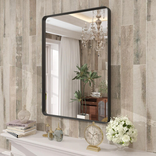 Living And Home (Black) Rectangular Metal Framed Wall Mirror Decorative 2