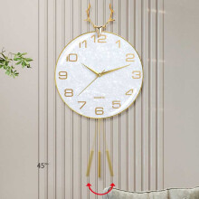 (Fragmented flowers) Nordic Antler Swaying Clock Home Dining Living Room Wall Quartz Clock, No Punching Required