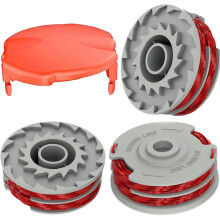 (3 1) ERHUO Strimmer Spool Line, Red Double Autofeed Spool, 2 PCS Ø0.05 in 36ft Strimmer Spool,Replace of FLY021,Compatible with Flymo Power/Mini/Trim