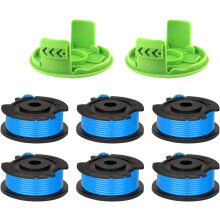 (6 spools 2 caps) CDIYTOOL Greenworks G24LT Trimmer Spool Lines, 4.9m long 1.65mm dia fit for Greenworks 24V Lawn Trimmers G24LT G24LTK2 G24LT30M G24LT30MK2 (4 spools