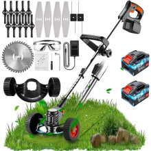 Metal Blade Cordless Strimmer 21v Grass Trimmers With 2 Wheel