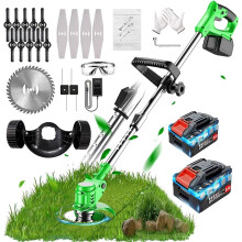 Wrneaoch Metal Blade Cordless Strimmer 24v Grass Trimmers With 2 Wheel