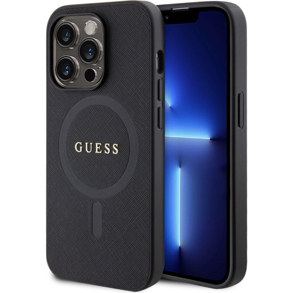 Guess Saffiano Hard Case with MagSafe for iPhone 15 Pro Max 6.7" Black