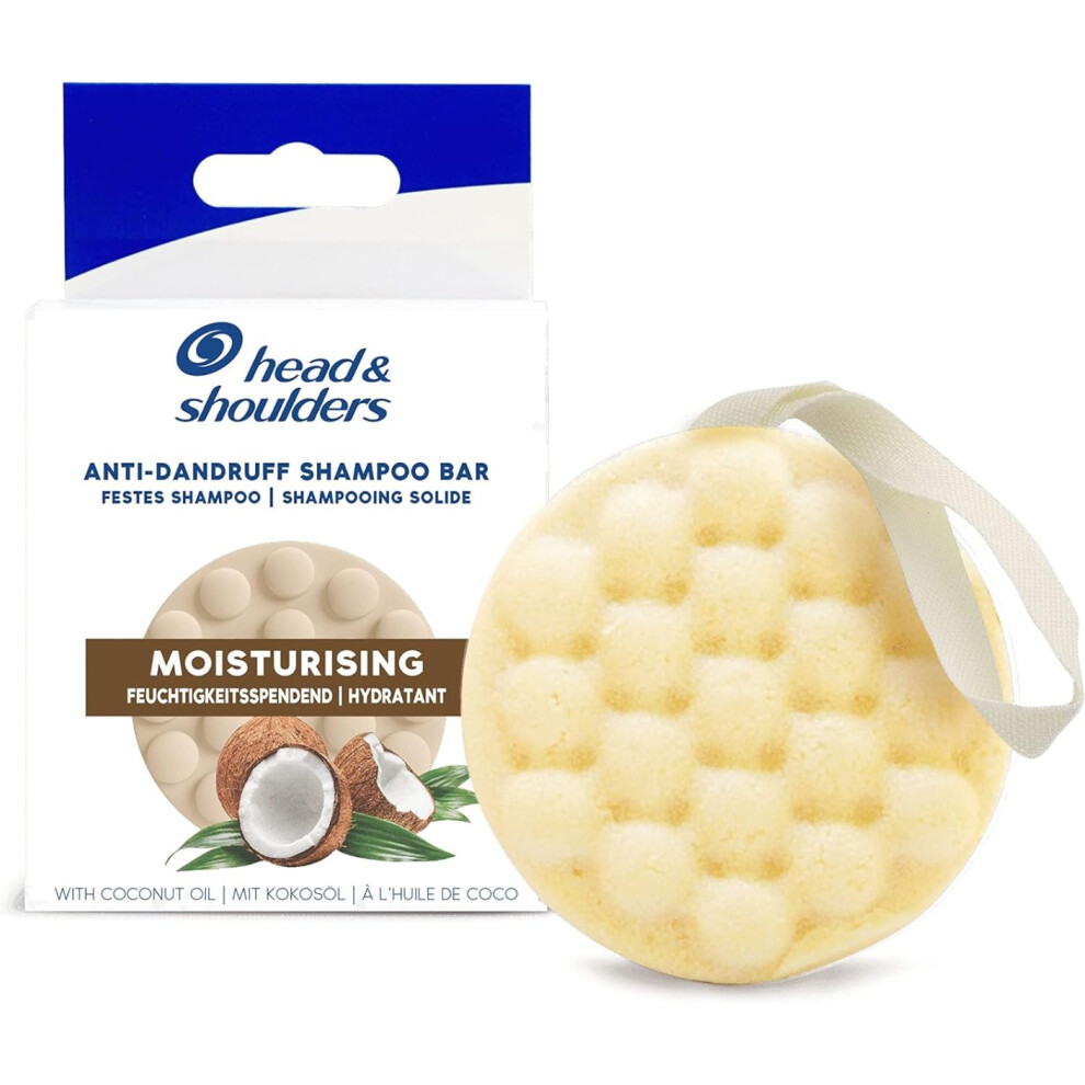 1 x Head & Shoulders Anti-Dandruff Solid Shampoo Bar, Moisturising, With Coconut Oil, 70g