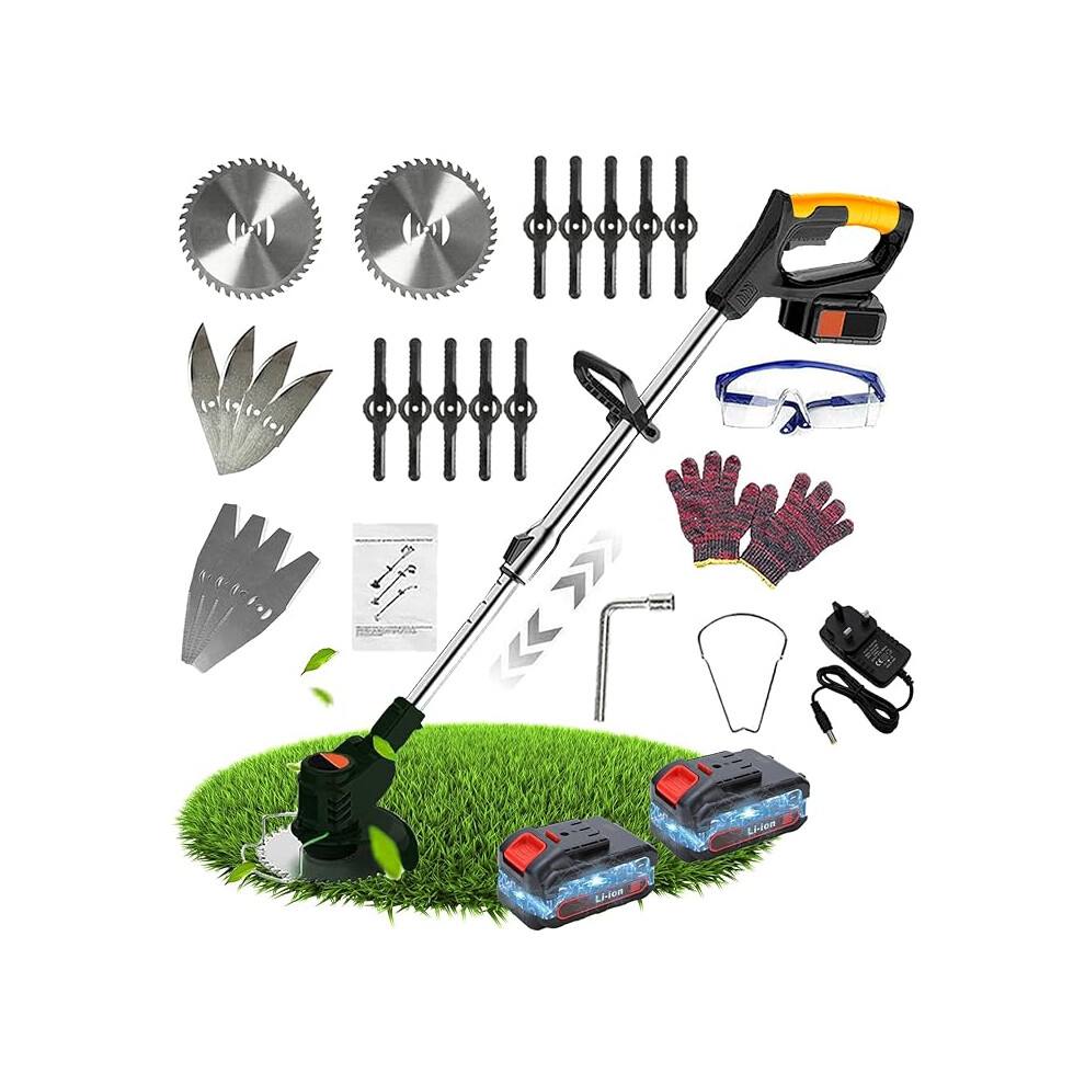 Wrneaoch 21V Metal Blade Strimmer Cordless Grass Trimmer