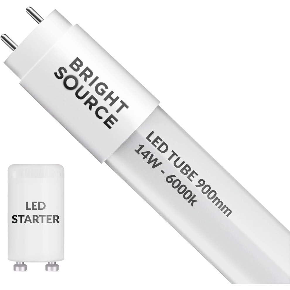 Bright Source 3ft (894mm) 14w LED T8 Tube, 1400lm, 6000K Daylight White, Starter Included - for use with Direct Mains or Magnetic Ballast-image-OPC-PDTGKN2-NEW