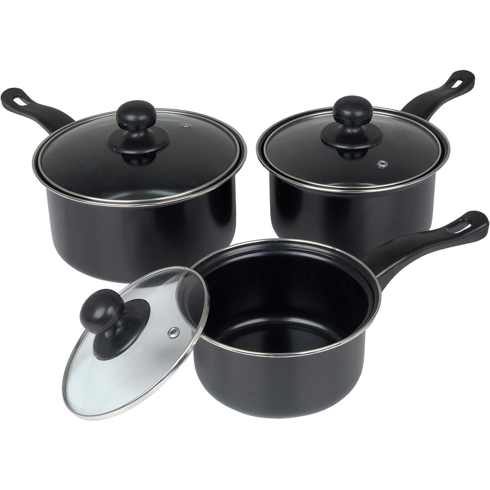 3Pcs Non Stick Cookware Kitchen Induction With Lids Saucepan Set P120