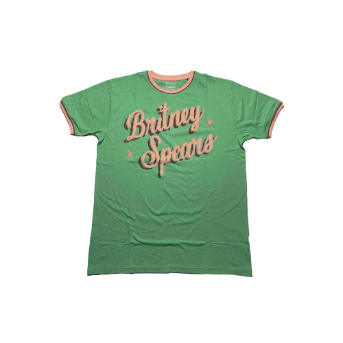 Britney Spears (S, Green) Britney Spears Retro Text Ringer T Shirt 2