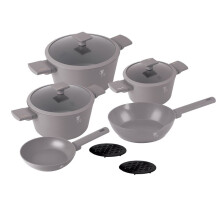 (Taupe) Berlinger Haus 10 Pc Aluminium Non Stick Induction Pots & Pans Cookware Set
