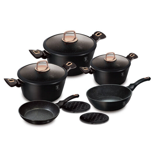 Black Rose) Berlinger Haus 10 Pc Aluminium Non Stick Induction  