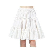 (Ivory-55cm Length, L) Women Short Underskirts Petticoat For Dresses 100% Cotton Half Slip With Lace Trim Elastic Waist Anti-static