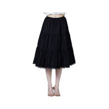 (Black-75cm Length, XXL) Women Short Underskirts Petticoat For Dresses 100% Cotton Half Slip With Lace Trim Elastic Waist Anti-static