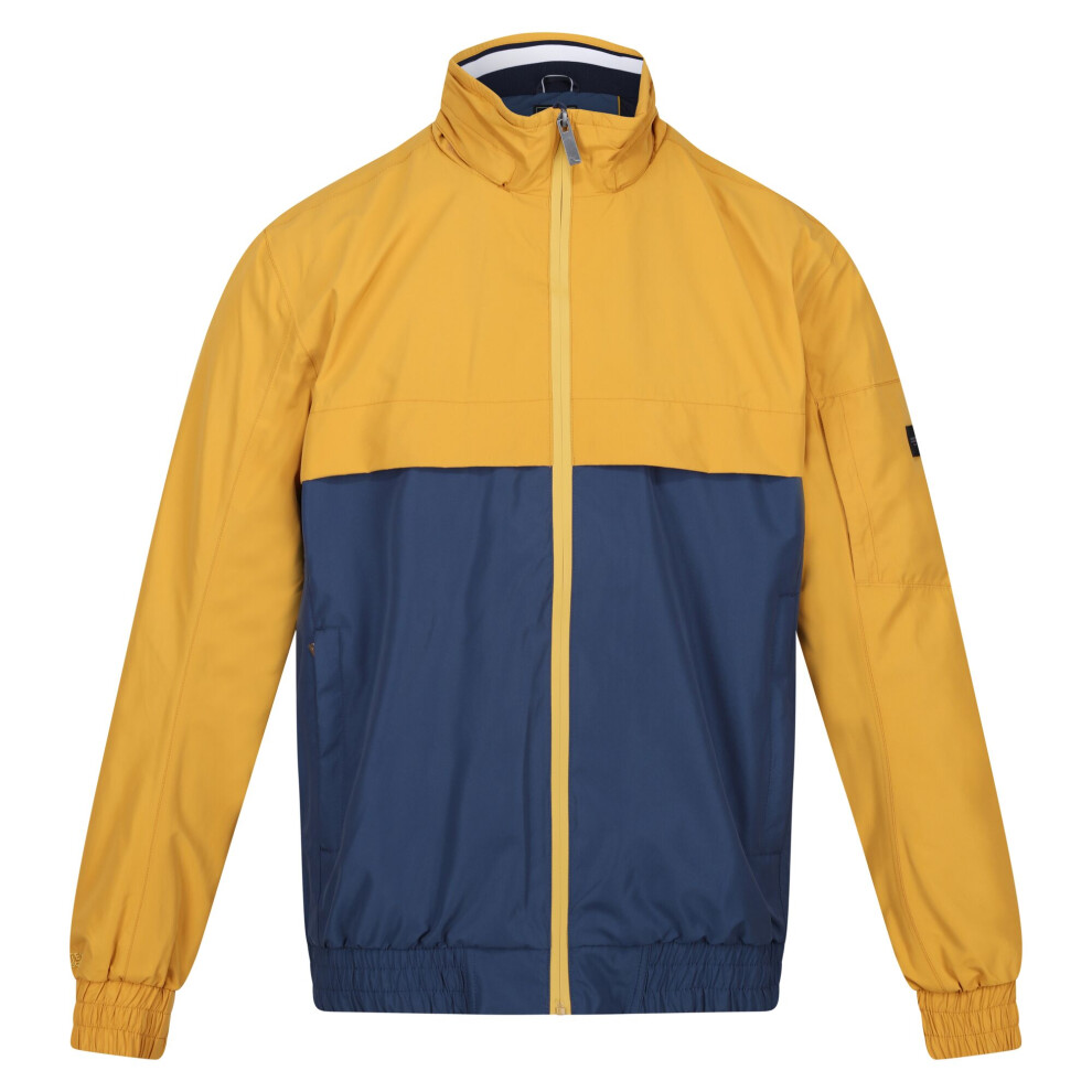 (3XL, Gold Straw/Dark Denim) Regatta Mens Shorebay Colour Block Waterproof Jacket