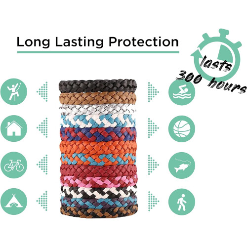 Pestects Mosquito Repellent Bracelet 12 Pack, Adjustable Leather 1