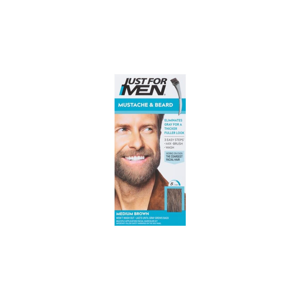 Just for men Moustache & Beard Medium Brown Dye, Eliminates Grey