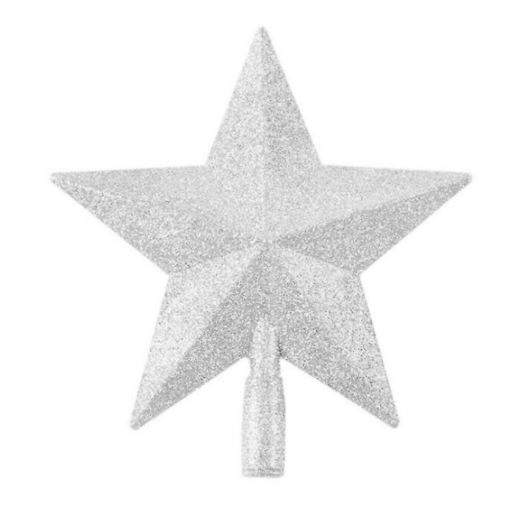 (Silver) Christmas Glitter Star Xmas Tree Topper Decor Tree Top Festive Ornament Silver