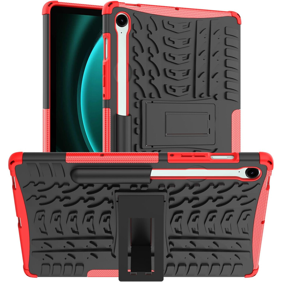 Icatchy (Red) Samsung Galaxy Tab S9 Fe Shockproof Tablet Cover Red