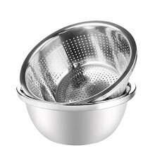 304 Stainless Steel Colander with Bowl Set of 2, Kitchen Strainer, Washer, Drainer Basket with Basin for Vegetable, Fruits, Pasta, Salad Mixing, Food