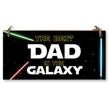 Handmade Wooden Hanging Wall Plaque Best Dad in the Galaxy Star Wars Novelty Sign Father's Day Gift Man Cave Office