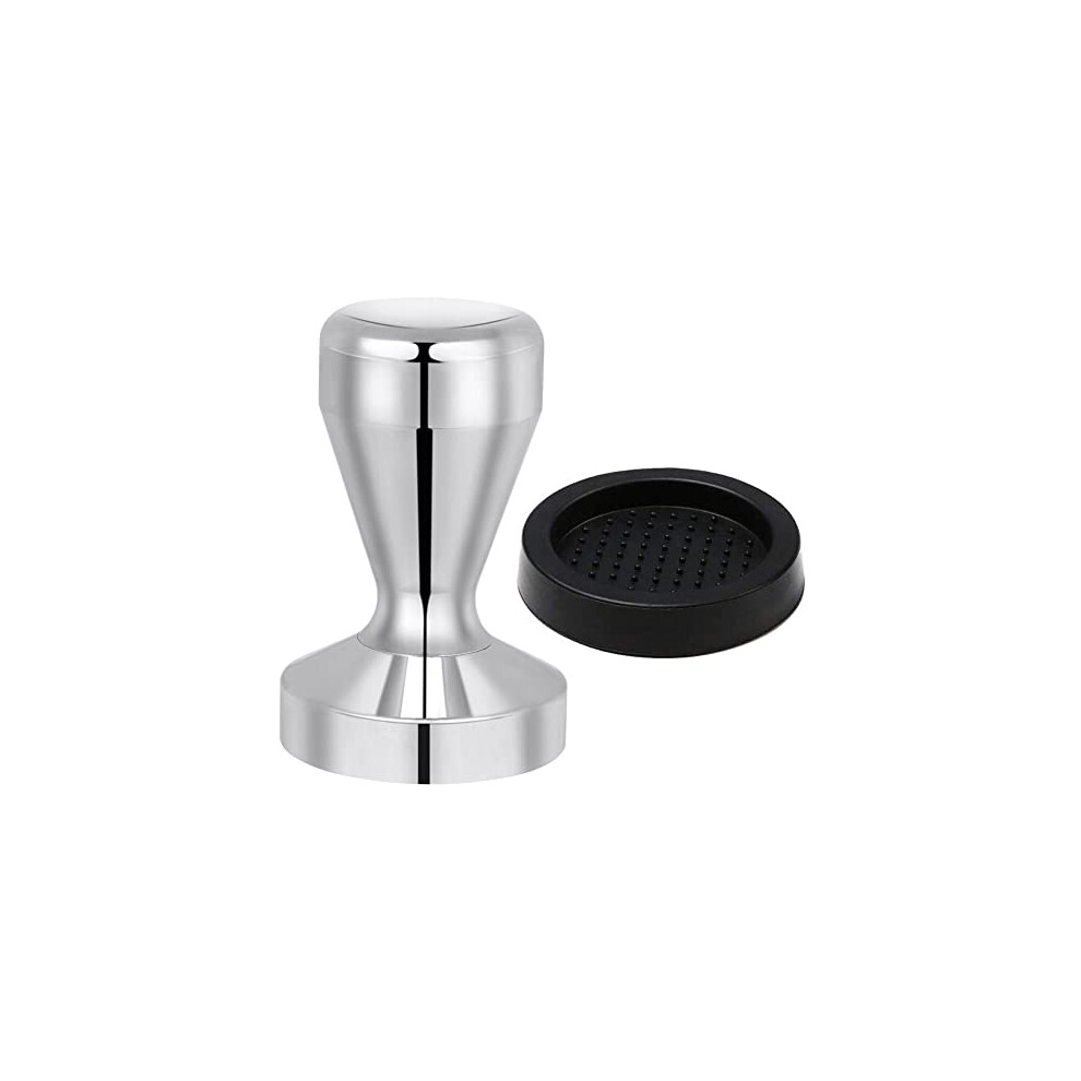 Coffee Tamper, 51mm Espresso Coffee Press, Stainless Steel Tamper with Silicone Tamper Mat for Coffee and Espresso, Tamping, Barista