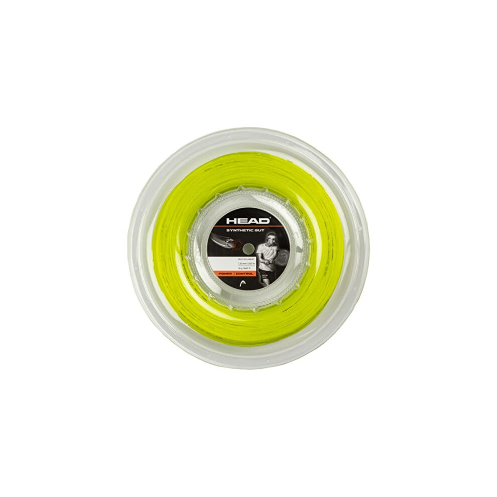 Synthetic Gut Tennis String 200m Reel, 16 Gauge, Yellow