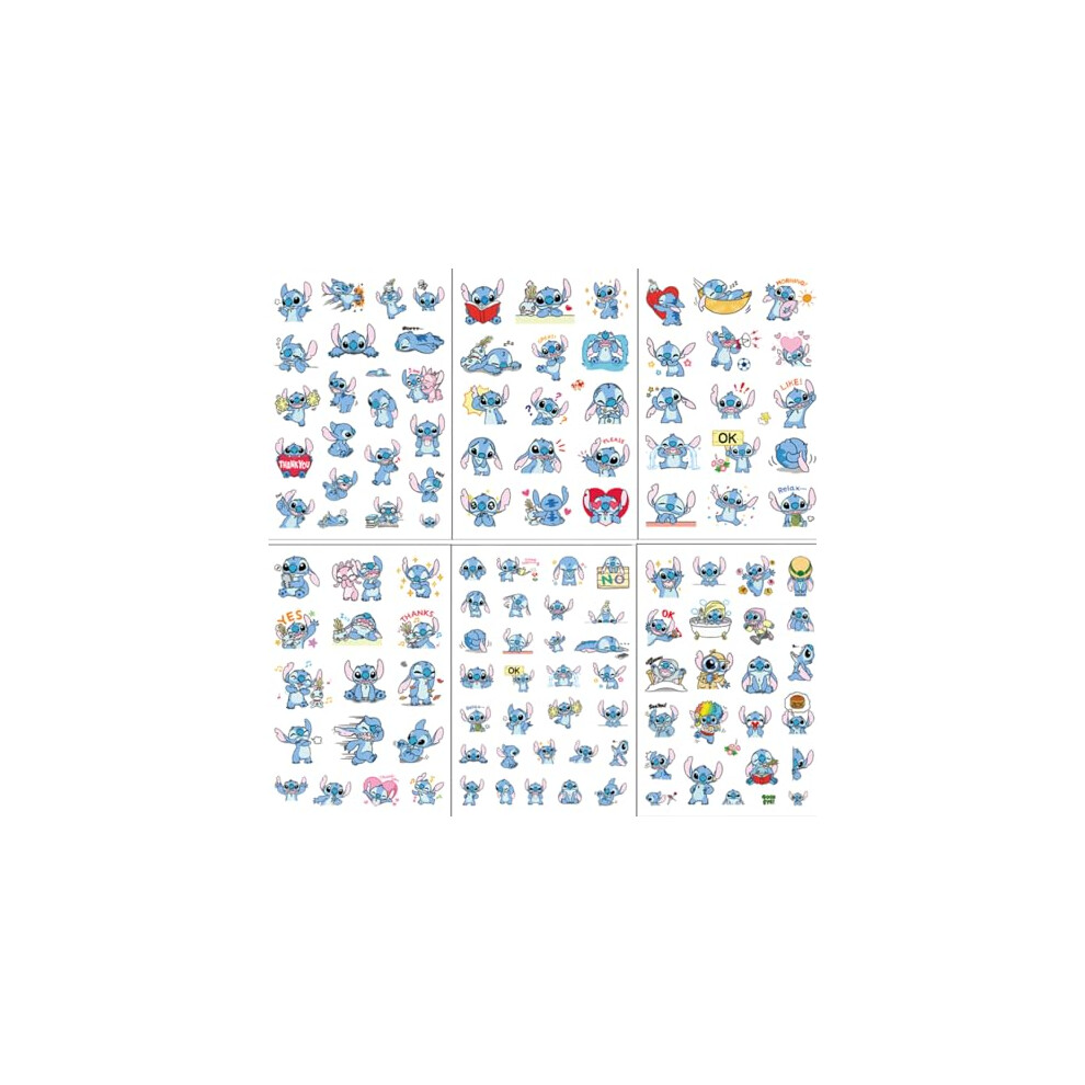120pcs 6 Sheets Kids Toddlers Stitch Stickers Party Bag Fillers Boys Girls Teachers as Reward Craft Scrapbooking in Box Gift Set (Stitch)