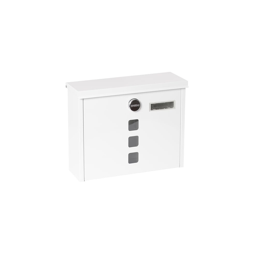 Chance E7101 Galvanised Steel Letter Box, Size M (Din A4), With Protective Flaps For Display And Lock, Post Box With Viewing Window And Name Plate, 8425181741740