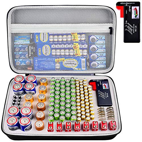 Battery Organiser Storage Box with Battery Tester (BT168), Case Bag