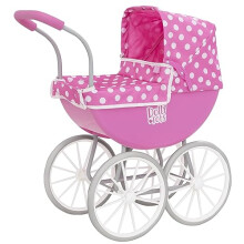 My First Carriage Pram | Traditional Style Carriage Dolls Pram | Premium English Traditional Carriage Pushchair | Push Along Pram With White Wheels &