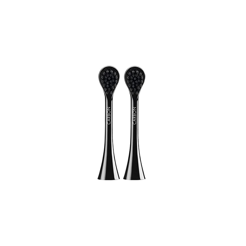 Hydrosonic Black Is White Carbon Whitening Brush Heads, 2 Pieces - Curaprox Activated Charcoal Electric Replacement Toothbrush Heads